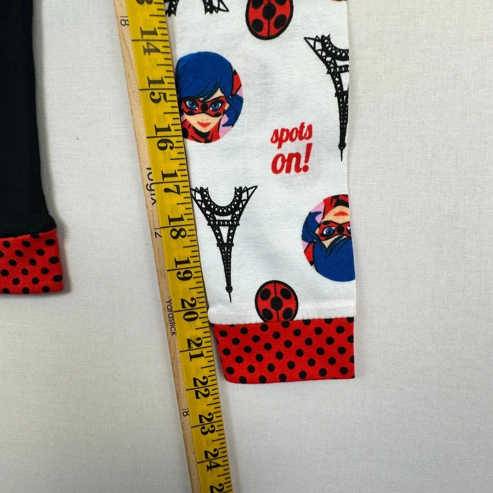 Miraculous Ladybug‎ 4PC Pajama Set Girls Size 8 Red Black Cotton